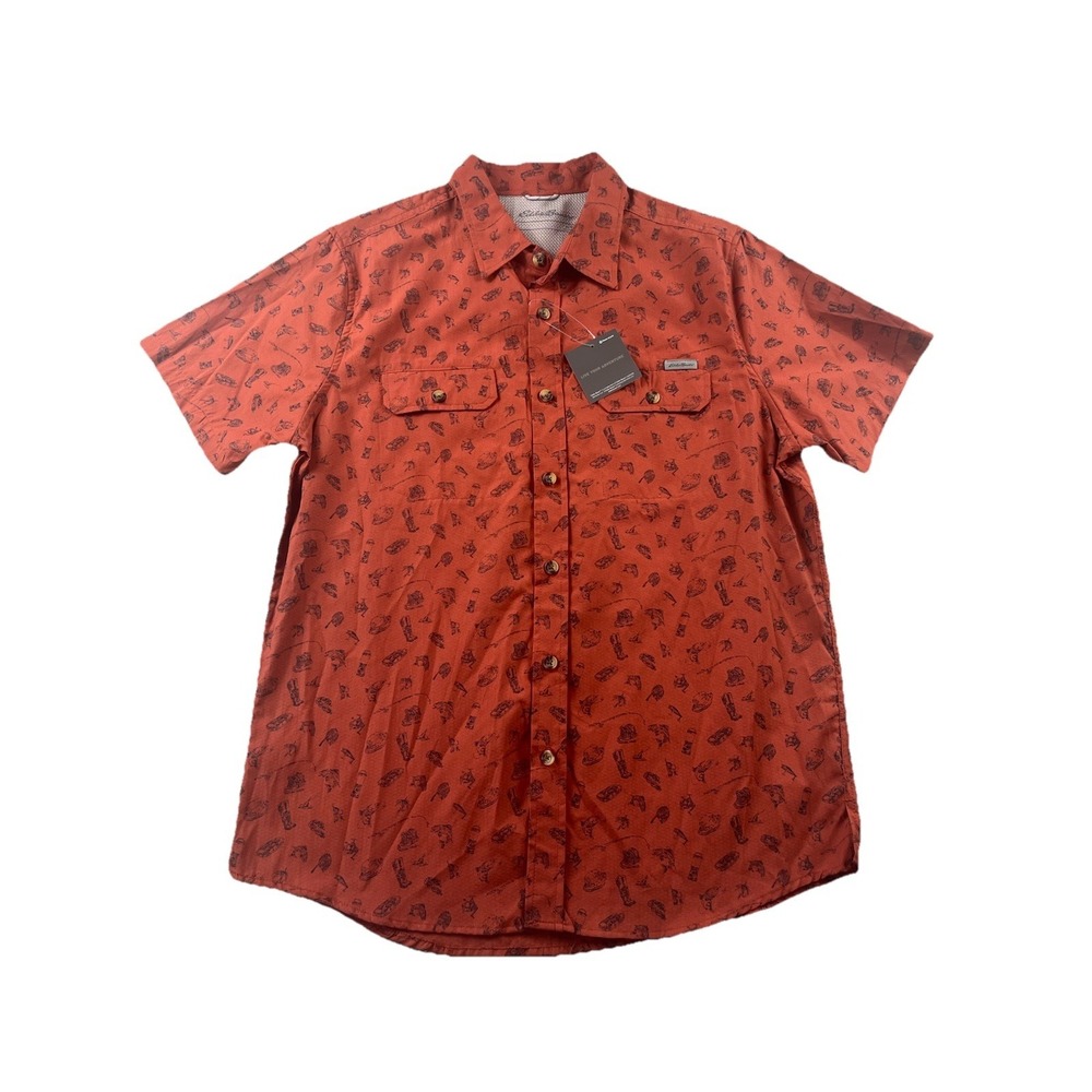 Eddie Bauer Short Sleeve Mountain Shirt Freedry UPF 50 Fishing Camp Medium NEW